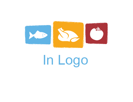tomato, poultry and fish in squares logo