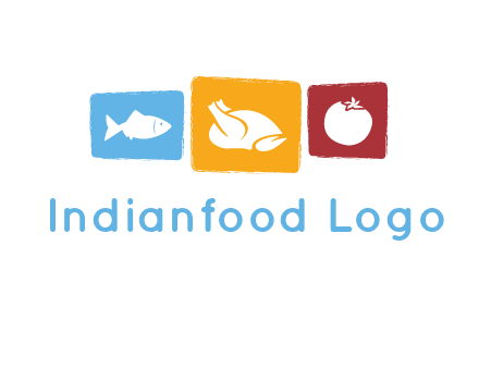 tomato, poultry and fish in squares logo