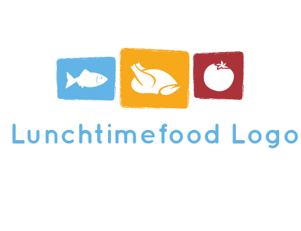 tomato, poultry and fish in squares logo