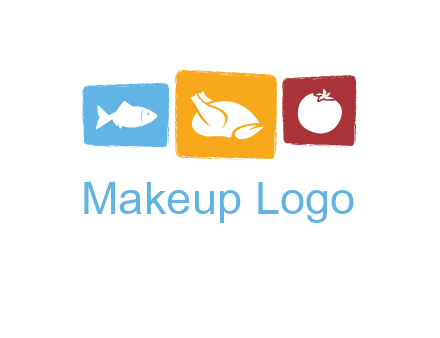tomato, poultry and fish in squares logo