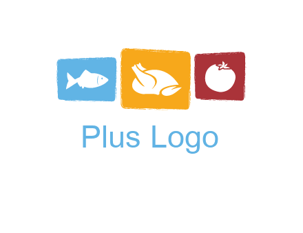 tomato, poultry and fish in squares logo