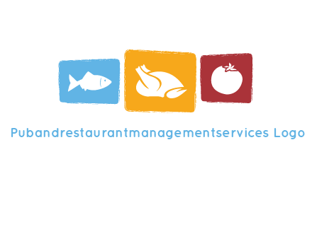 tomato, poultry and fish in squares logo