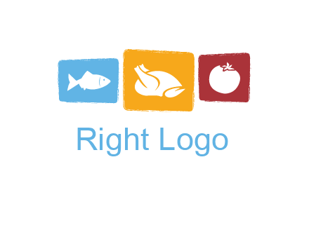 tomato, poultry and fish in squares logo