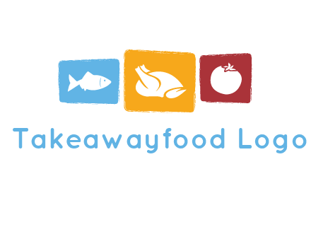 tomato, poultry and fish in squares logo