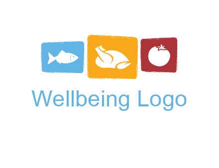 tomato, poultry and fish in squares logo