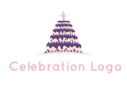 5 tier or layer cake with a figurine logo