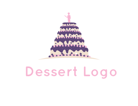 5 tier or layer cake with a figurine logo