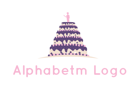 5 tier or layer cake with a figurine logo