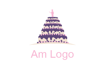 5 tier or layer cake with a figurine logo