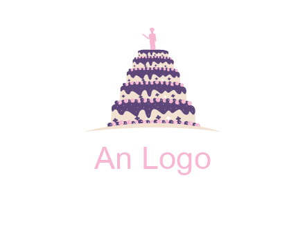 5 tier or layer cake with a figurine logo