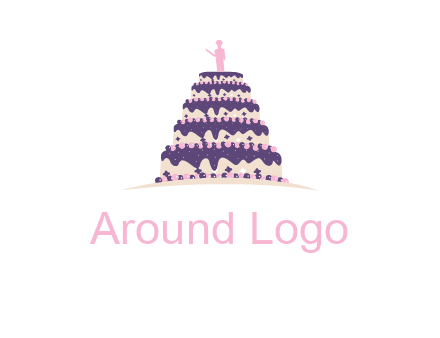 5 tier or layer cake with a figurine logo