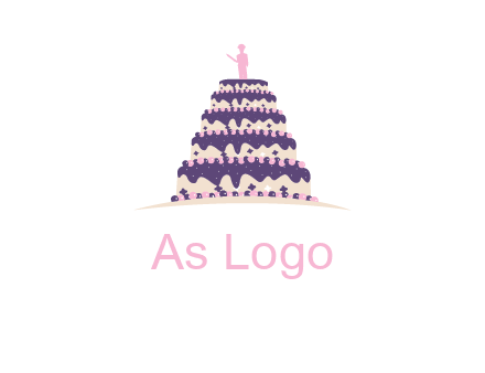 5 tier or layer cake with a figurine logo