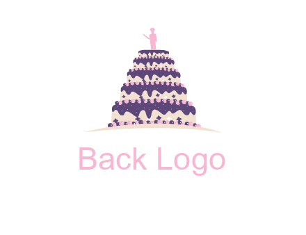 5 tier or layer cake with a figurine logo