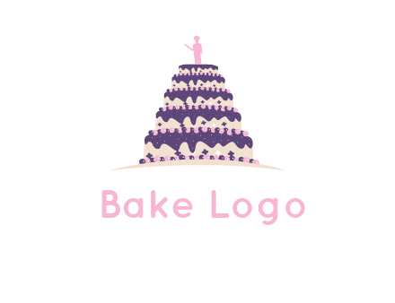 5 tier or layer cake with a figurine logo