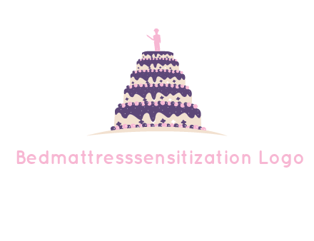 5 tier or layer cake with a figurine logo