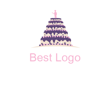 5 tier or layer cake with a figurine logo