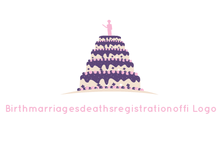 5 tier or layer cake with a figurine logo