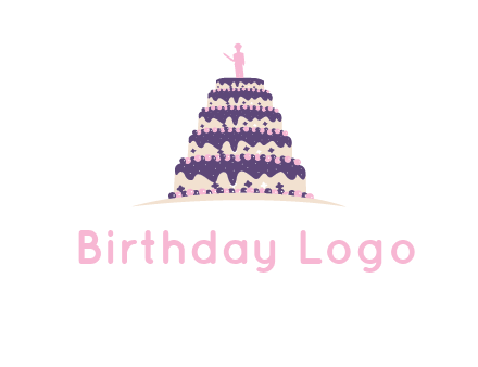 5 tier or layer cake with a figurine logo