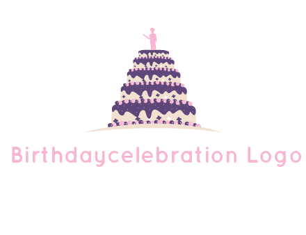 5 tier or layer cake with a figurine logo