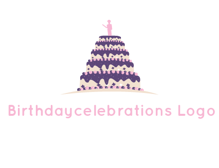 5 tier or layer cake with a figurine logo