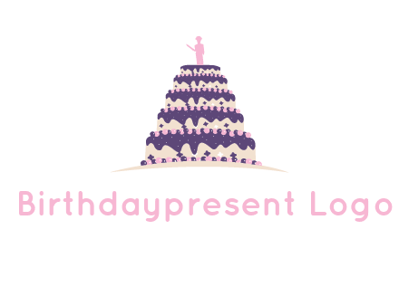 5 tier or layer cake with a figurine logo