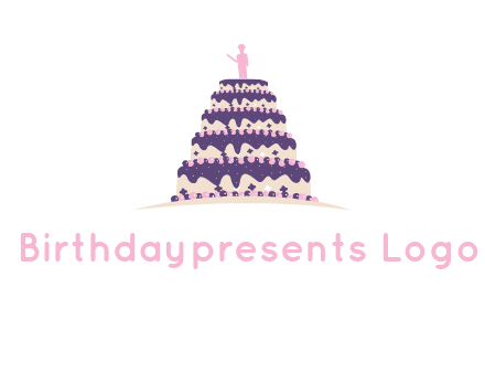 5 tier or layer cake with a figurine logo