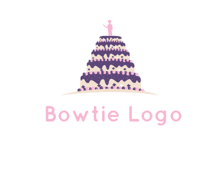 5 tier or layer cake with a figurine logo