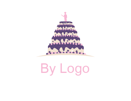 5 tier or layer cake with a figurine logo