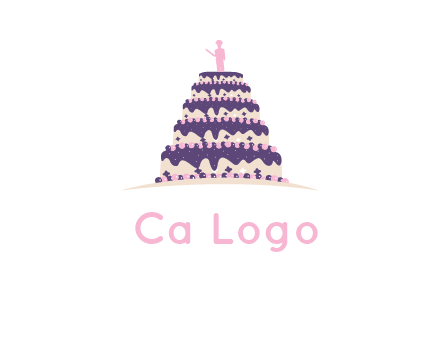 5 tier or layer cake with a figurine logo