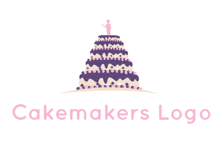 5 tier or layer cake with a figurine logo