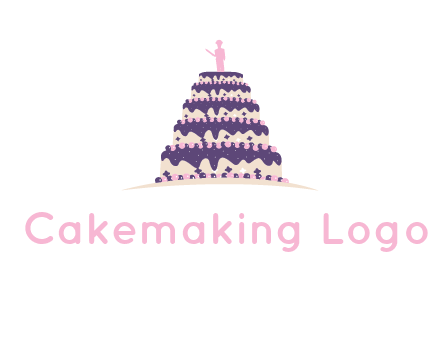 5 tier or layer cake with a figurine logo