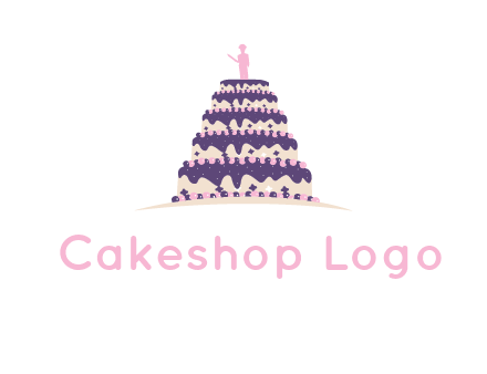 5 tier or layer cake with a figurine logo