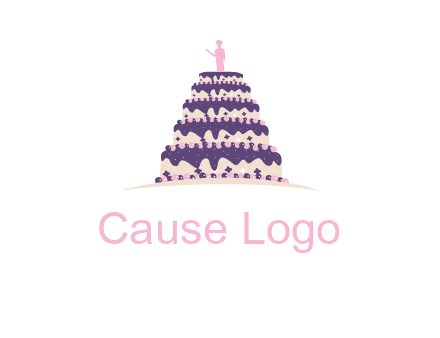 5 tier or layer cake with a figurine logo