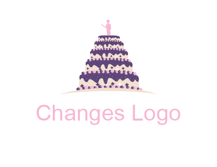 5 tier or layer cake with a figurine logo