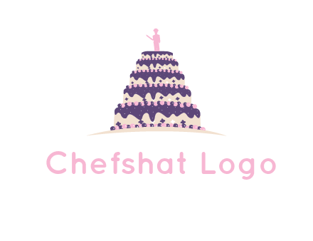 5 tier or layer cake with a figurine logo