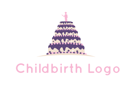5 tier or layer cake with a figurine logo
