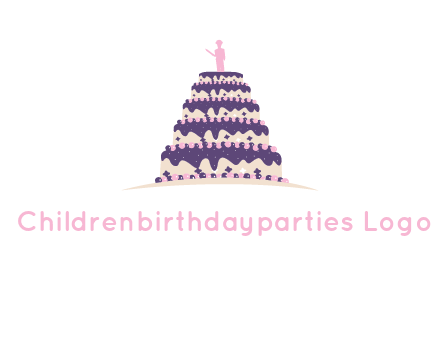 5 tier or layer cake with a figurine logo