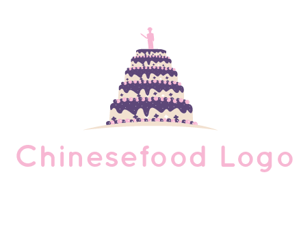 5 tier or layer cake with a figurine logo