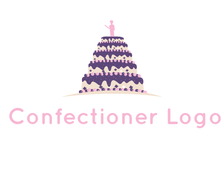 5 tier or layer cake with a figurine logo