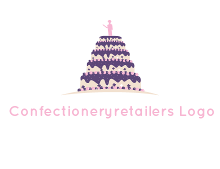 5 tier or layer cake with a figurine logo