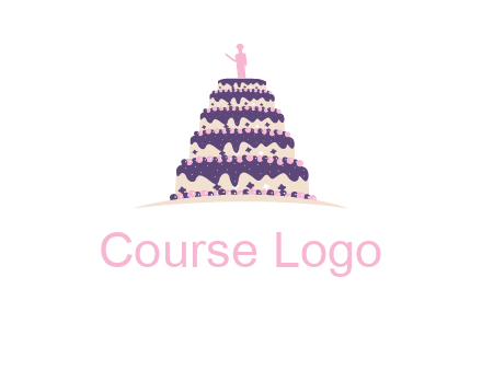 5 tier or layer cake with a figurine logo