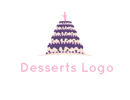 5 tier or layer cake with a figurine logo