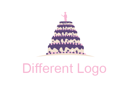 5 tier or layer cake with a figurine logo
