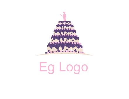 5 tier or layer cake with a figurine logo
