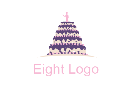 5 tier or layer cake with a figurine logo