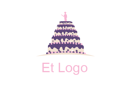 5 tier or layer cake with a figurine logo
