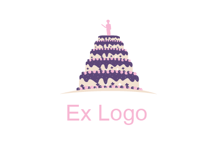 5 tier or layer cake with a figurine logo