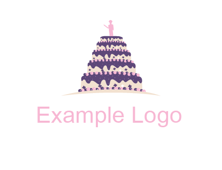 5 tier or layer cake with a figurine logo