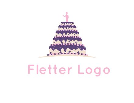 5 tier or layer cake with a figurine logo