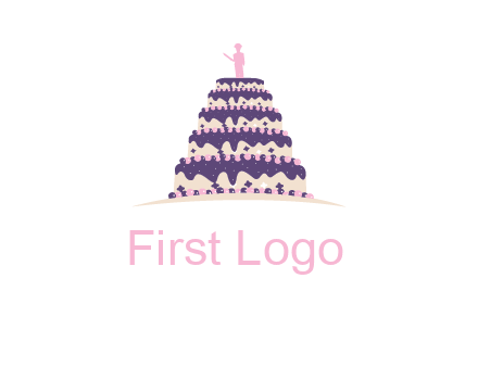 5 tier or layer cake with a figurine logo